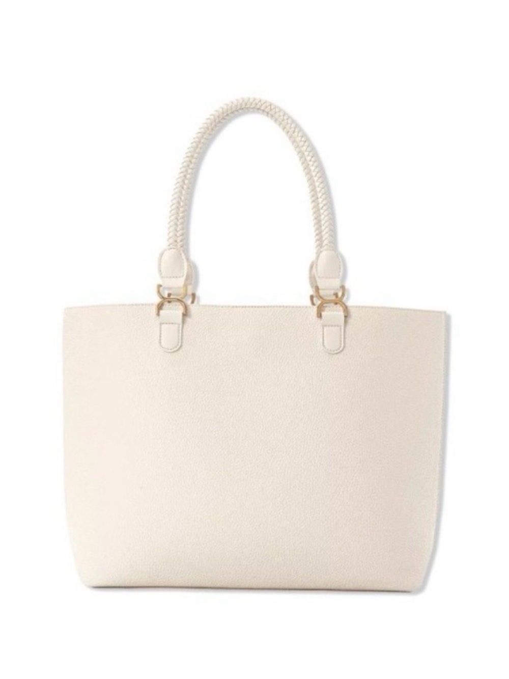 NEW Cream Faux Leather Braided Tote Bag
